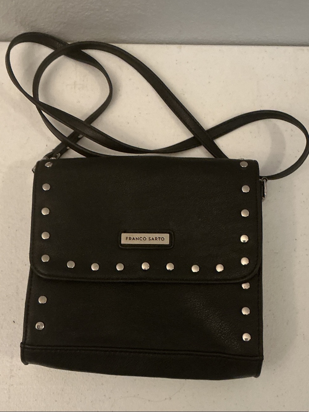 Franco Sarto Black Crossbody with Silver Studs